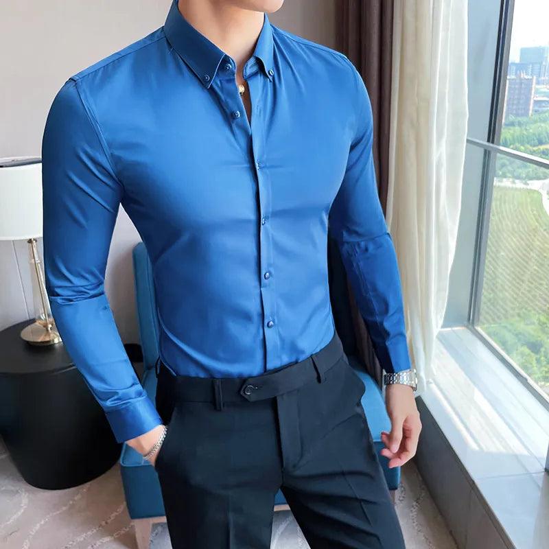 Camisa Social Masculina Azul - Estilo Man