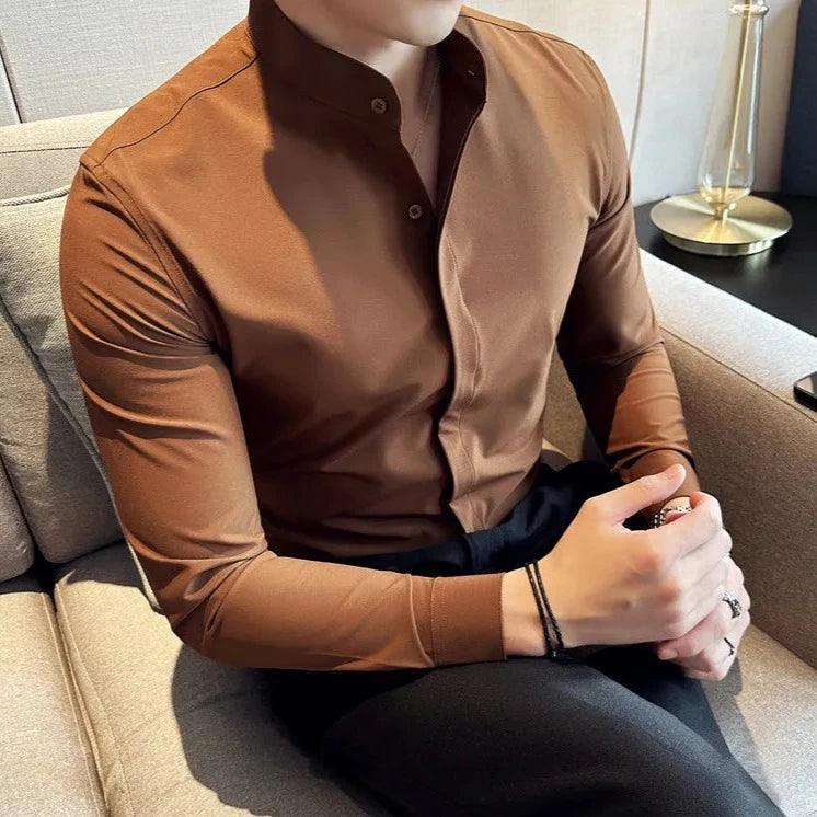 Camisa social masculina marrom - Estilo Man